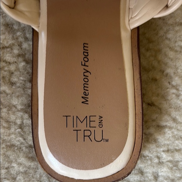 Time and Tru Cream Braided Slide Sandals - Picture 3 of 5
